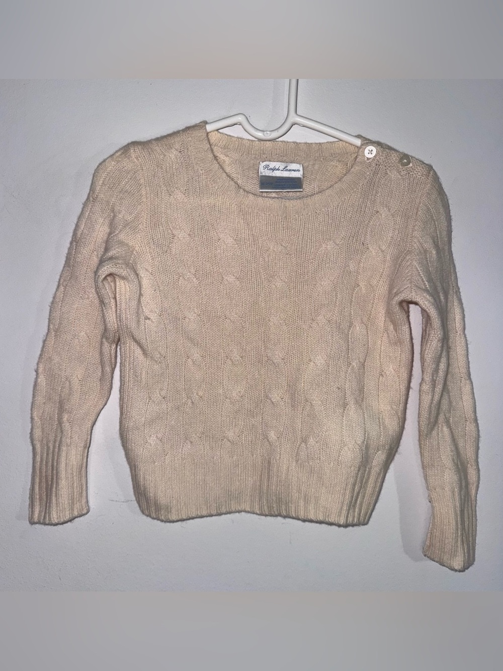 Ralph Lauren Baby 18-24M Iconic Cable Knit 100% Cashmere Sweater Cream Luxury